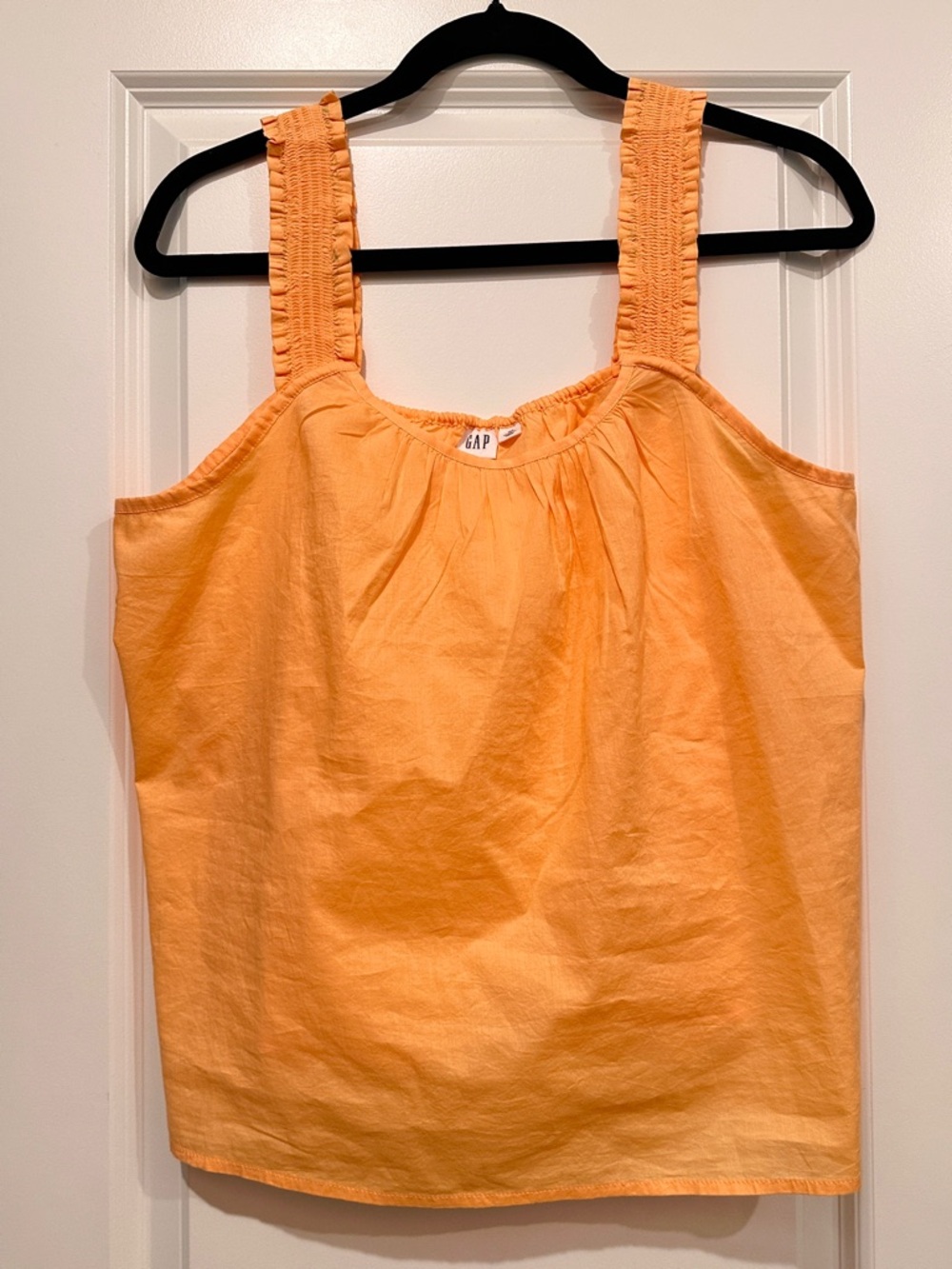 GAP Peach-Orange Smocked-Strap Tank Top